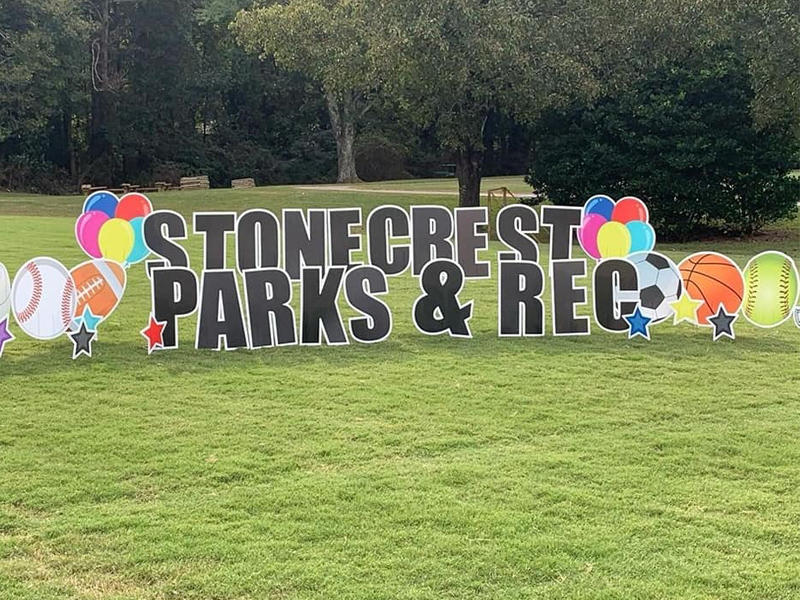 City of Stonecrest's (Georgia) parks deparment signage in the park